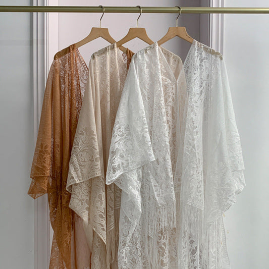 Chal de encaje de verano para mujer, moda estilo bohemio