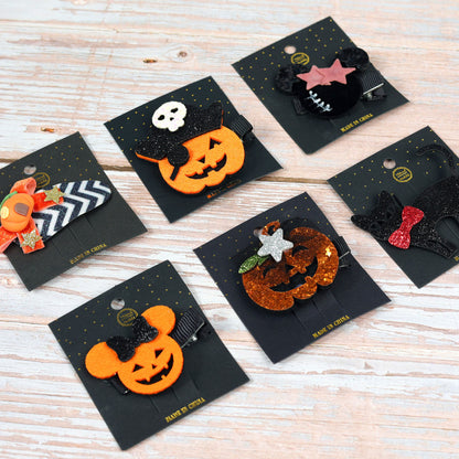 Pince à cheveux Halloween pour enfants, motif citrouille amusant, nœud