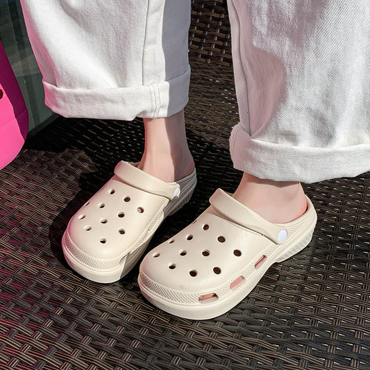 Zapatos casuales de moda para mujer, de color sólido, antideslizantes y con agujeros.