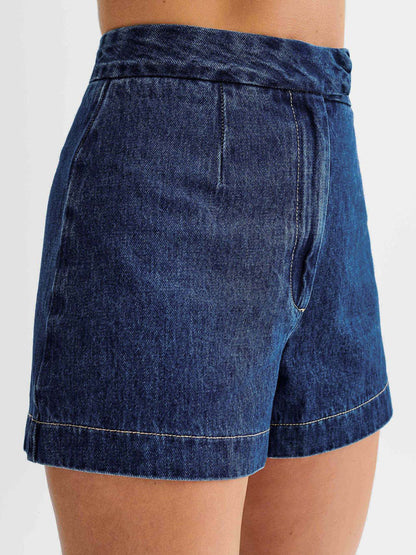 Women Fashion Casual Sleeveless Vest And Denim Shorts Two-Piece Set