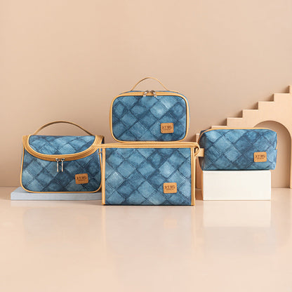 Bolsa de maquillaje y cosméticos con estampado de mezclilla