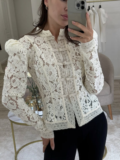 Summer Fashion Lace Crochet Slim-Fit Shirt Blouse