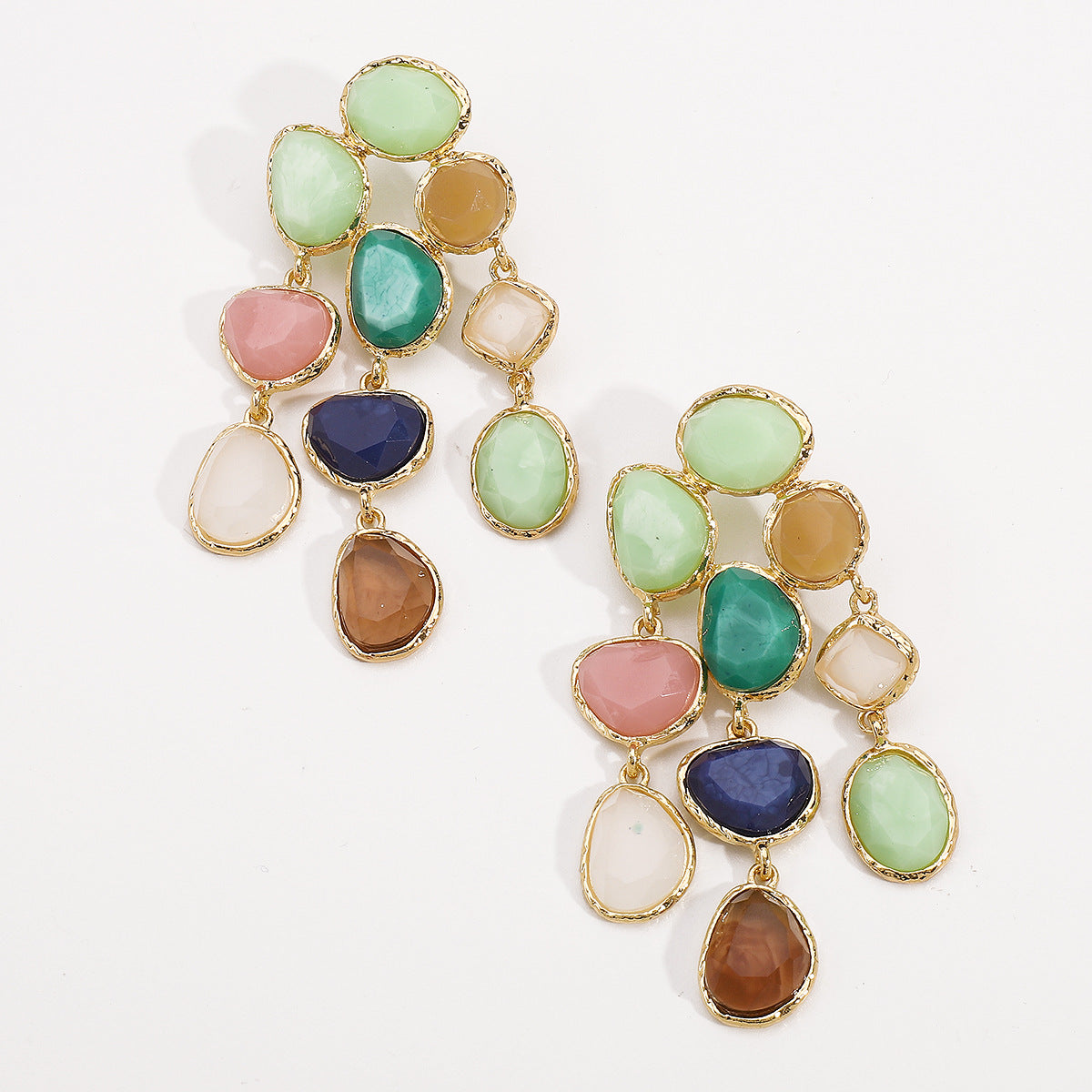 Pendientes colgantes con borlas multicolores para mujer, estilo geométrico, resina de aleación