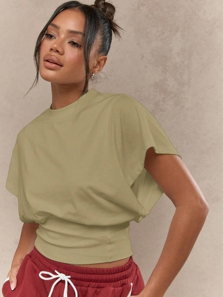 Women Fashion Casual Solid Color Short-Sleeve T-Shirt