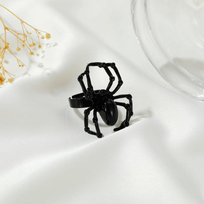 Anillo de araña oscura retro de Halloween para mujer