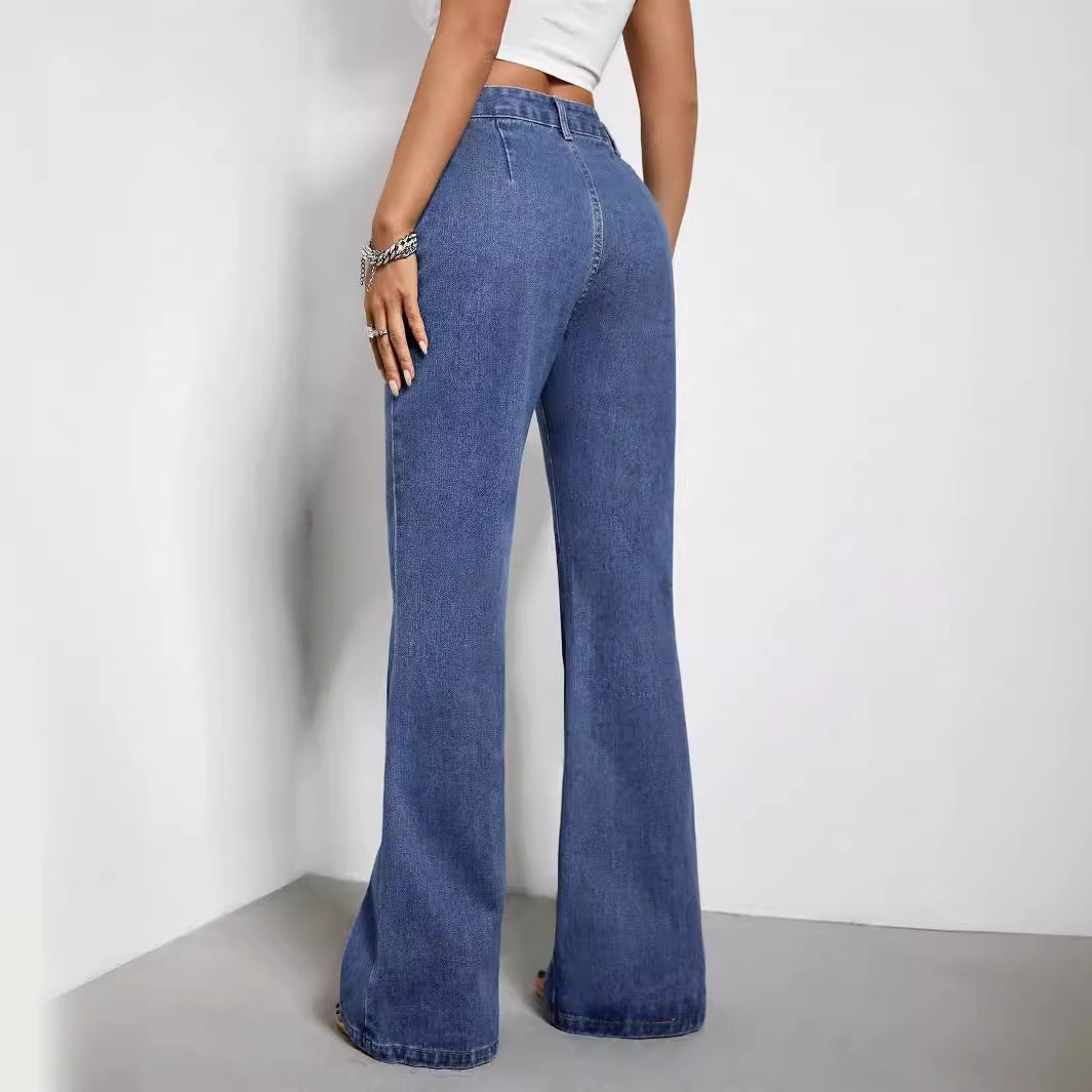 Women Fashion Straight Loose High Waist Jeans