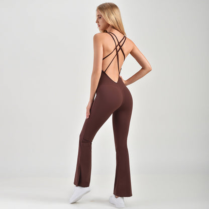 Combinaison dos nu sexy de couleur unie pour femmes