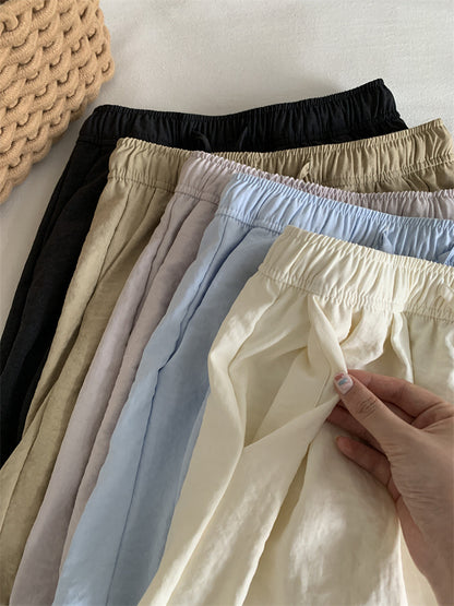 Pantalones cortos básicos de verano para mujer, de color liso y frescos