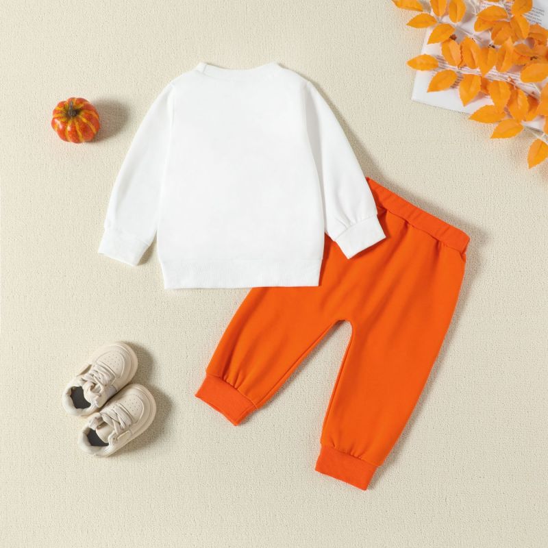 Conjunto de sudadera de manga larga con estampado de letras de algodón para niños pequeños