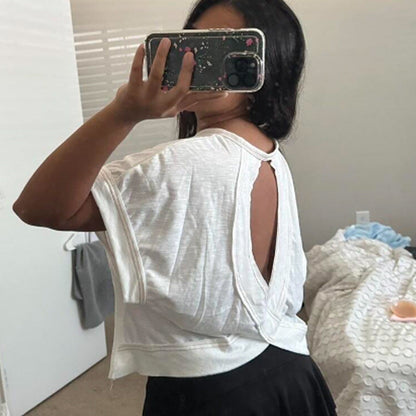 Camiseta informal holgada de verano para mujer, con cuello redondo y manga corta