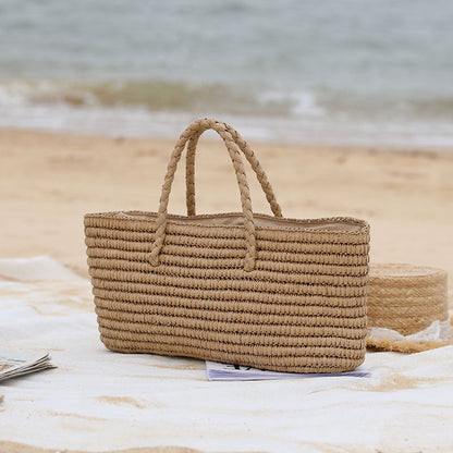 Sacs à main bohèmes en paille tissée de grande capacité pour les vacances