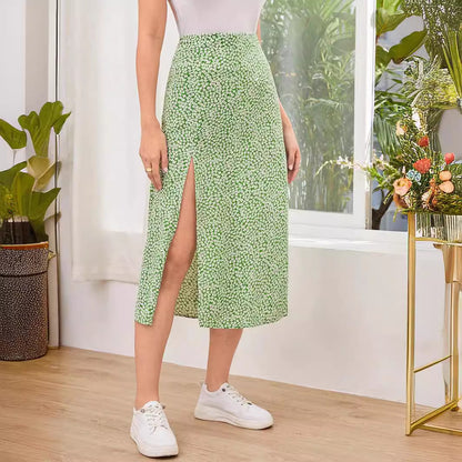 Falda informal con estampado de flores diminutas de moda de verano para mujer