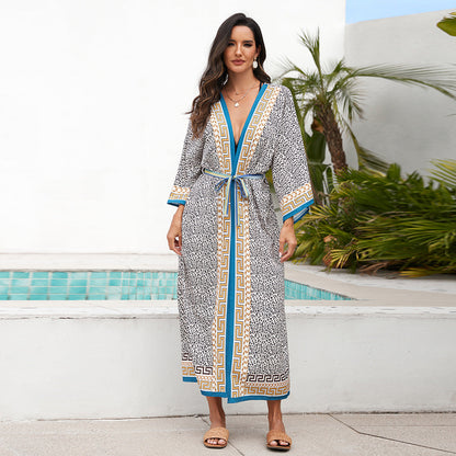 Women Fashion Casual Vacation Beach V-Neck Cover-Up