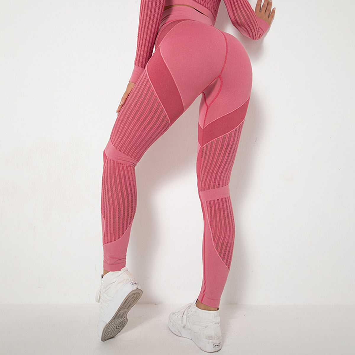 Leggings de yoga taille haute ajourés sans coutures pour femmes - Vêtements de sport ajustés