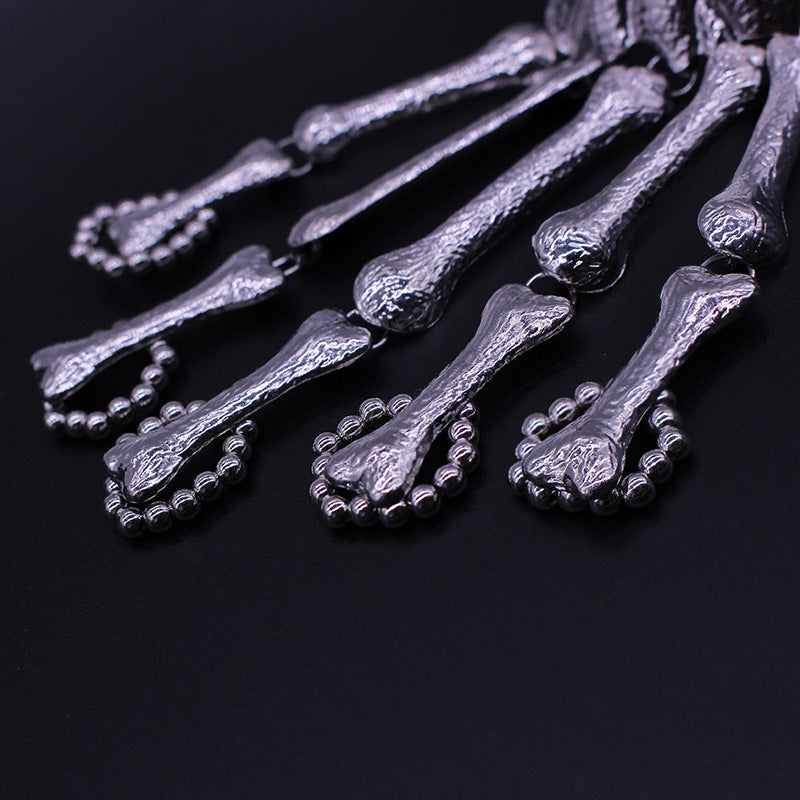 Pulsera de hueso de dedo con esqueleto exagerado estilo punk para mujer