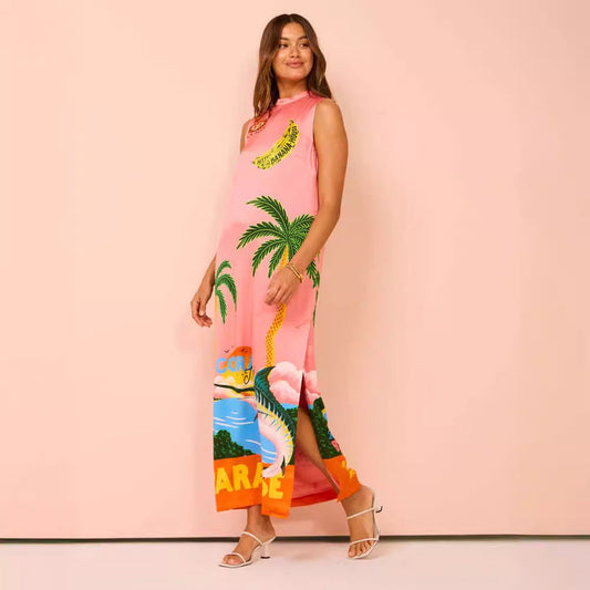 Summer Women Casual Vacation Printed Maxi Dress