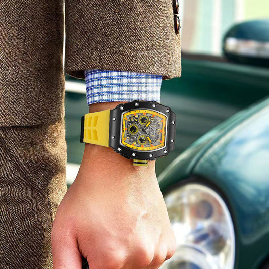 Men Casual Luminous Sports Watch with Silicone Strap and Mineral Glass