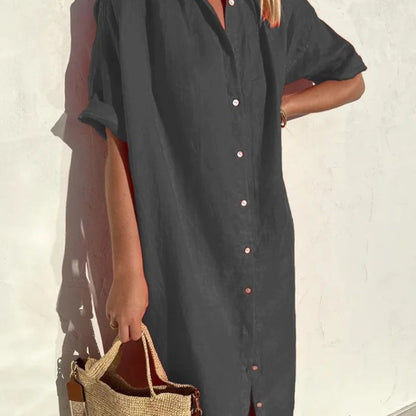Vestido largo elegante informal de manga corta para mujer