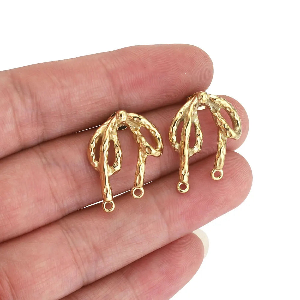 Women Fashion 18k Gold Bowknot Earrings