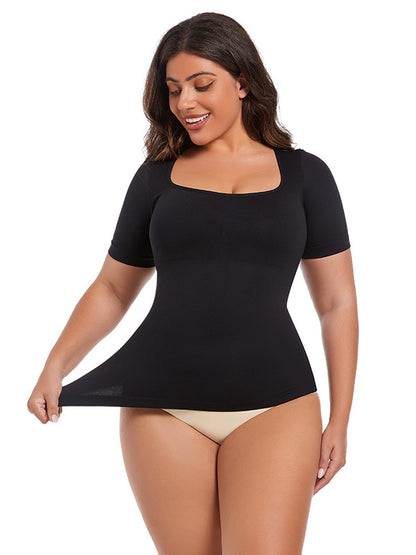 Women Casual Solid Color Plus Size Seamless T-Shirt