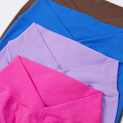 Leggings de yoga taille haute à la mode pour femmes, couleur unie