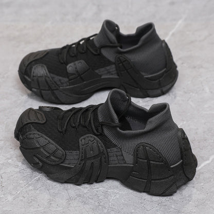 Zapatillas de plataforma informales para mujer, de moda, de punto, con tacón plano