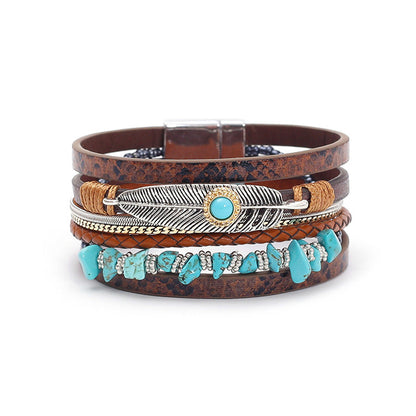 Pulsera con hebilla magnética de turquesa bohemia