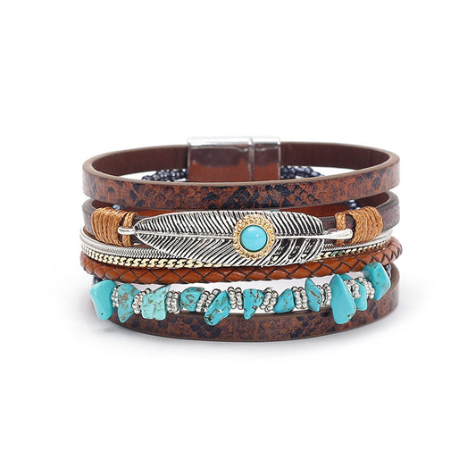 Bohemian Turquoise Magnet Buckle Bracelet