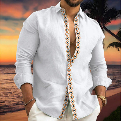 Men Fashion Casual Vacation Versatile Print Shirt
