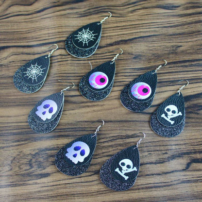 Pendientes de calavera con purpurina para Halloween para mujer
