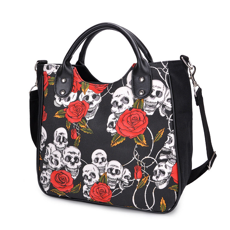 Bolso bandolera de lona con calavera de Halloween personalizada para mujer