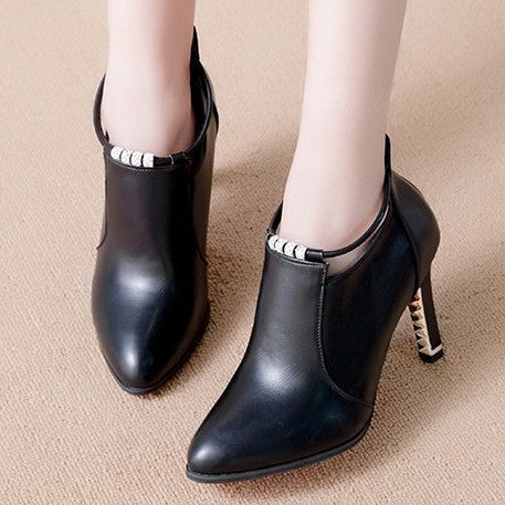 Zapatos de tacón alto con punta puntiaguda de color liso a la moda para mujer