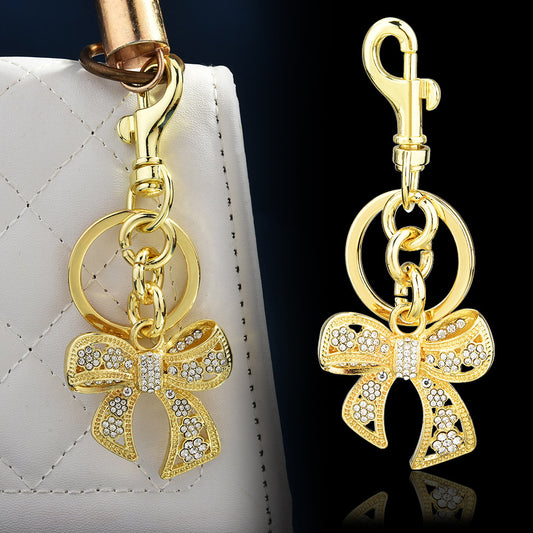 Women Fashion Creative Rhinestone Bowknot Bag Pendant Keychain