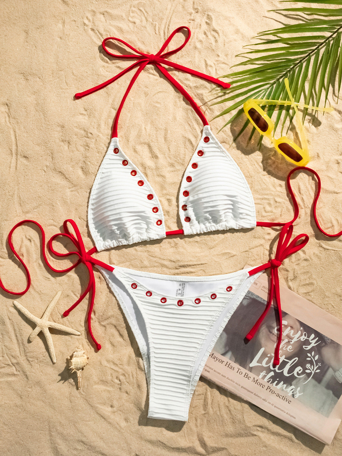 Bikini sexy con cordones y aberturas para mujer