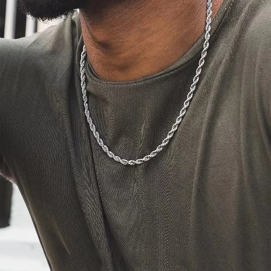 Men's Fashion Simple Titanium Steel Twist Chain Necklace