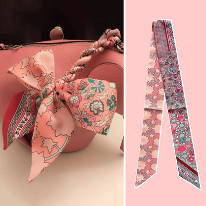 Bufanda con asa para bolso con lazo estampado de moda