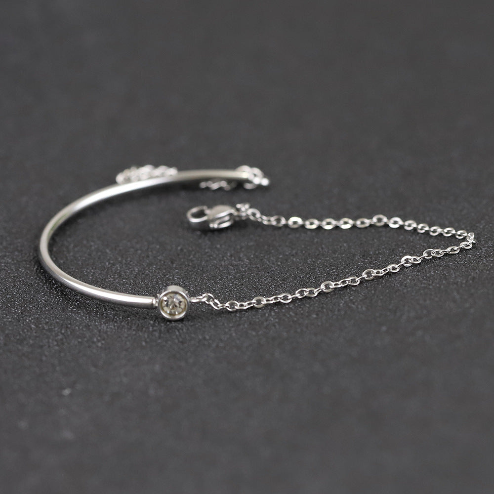 Women Fashion Simple Gold and Steel Zirconium Bracelet