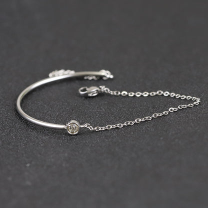 Women Fashion Simple Gold and Steel Zirconium Bracelet