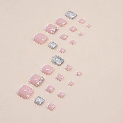 Piezas de manicura con purpurina y diamantes de imitación de armadura completa y brillantes para uñas de los pies