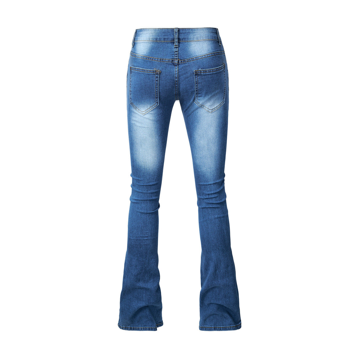 Women Fashion Casual Solid Color Flared Jeans