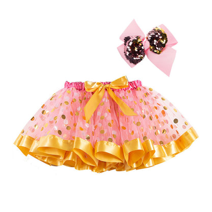 Kids Toddler Girls Halloween Pumpkin Skirt with Sequin Bow