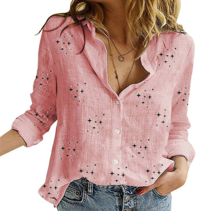Blusas casuales de manga larga con estampado de estrellas para mujer