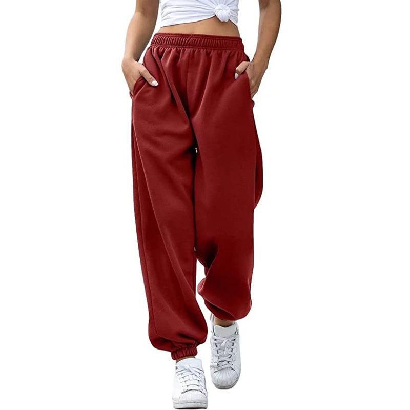 Women Casual High Waist Polyester Loose Pants