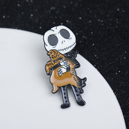 Broches en métal pour femmes, motif tête de mort, goutte d'huile, mode Halloween