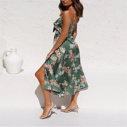 Women Casual Vacation Floral Print Maxi Dress