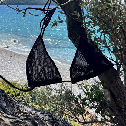 Traje de baño de bikini sexy de color sólido con cordones y licra para mujer