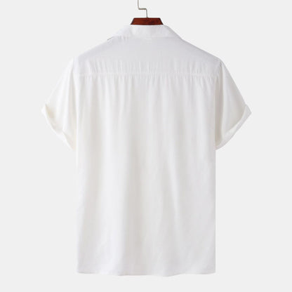 Chemise à manches courtes unie pour homme, idéale pour les loisirs et les vacances