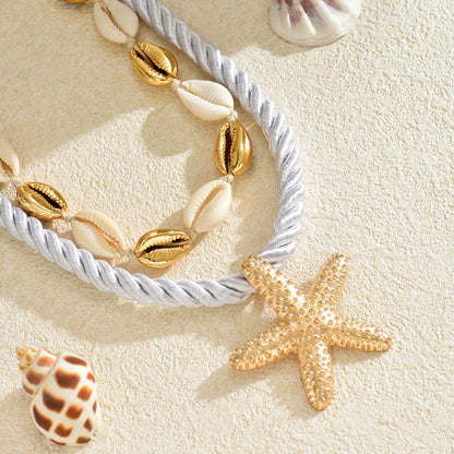 Summer Exaggerated Alloy Starfish Sea Necklace
