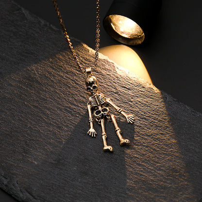 Collar de metal con colgante de esqueleto unisex de Halloween