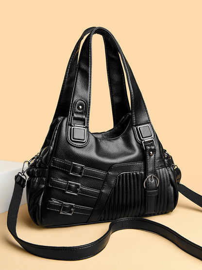 Sac à main en PU de grande capacité, décontracté et tendance, couleur unie, pour femmes